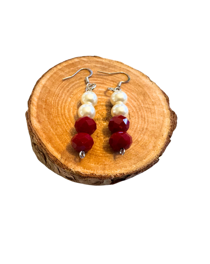 Red and White Earrings